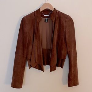 WHITE HOUSE BLACK MARKET cropped leather jacket